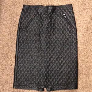 Gracia Black Leather Midi Skirt size Large